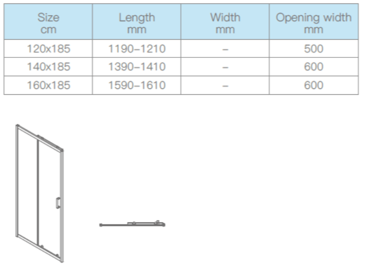 Дополнительное фото №1 Душевая дверь CHIEZZA FSE20821/120 1200*1950, алюм.профиль 5мм, прозрач. стекло