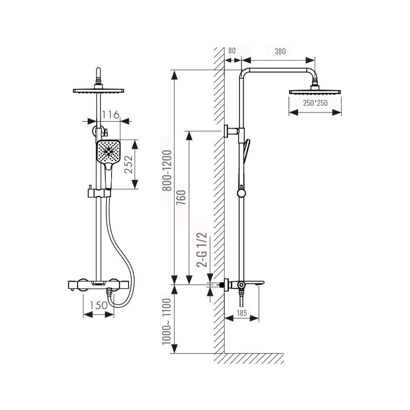Дополнительное фото №1 Душевая система Chiezza Bonivera, хром 