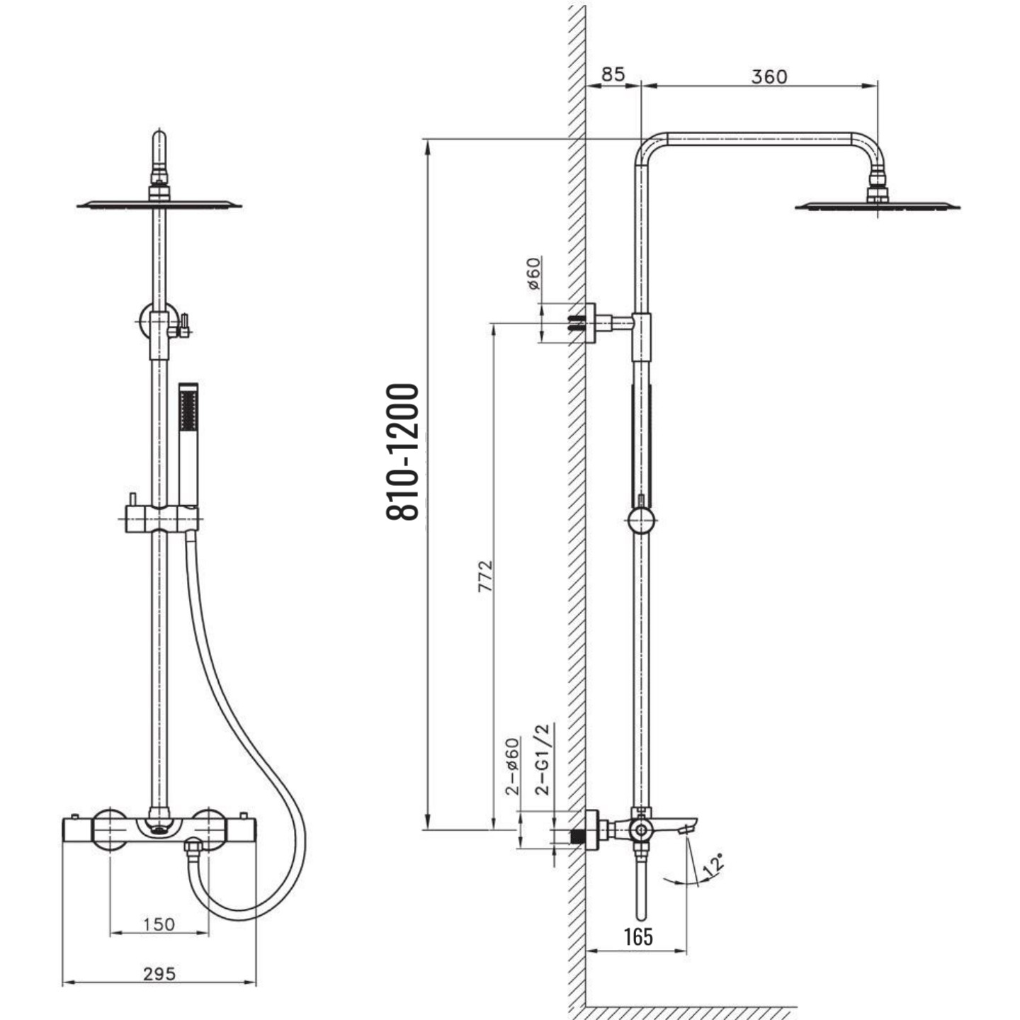 Дополнительное фото №1 Душевая система Chiezza Eliavita с термостатом, хром