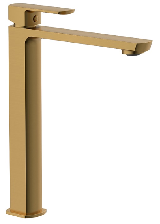 Фото Однорычажный смеситель для раковины CHIEZZA Ribago, матовое золото, высокий