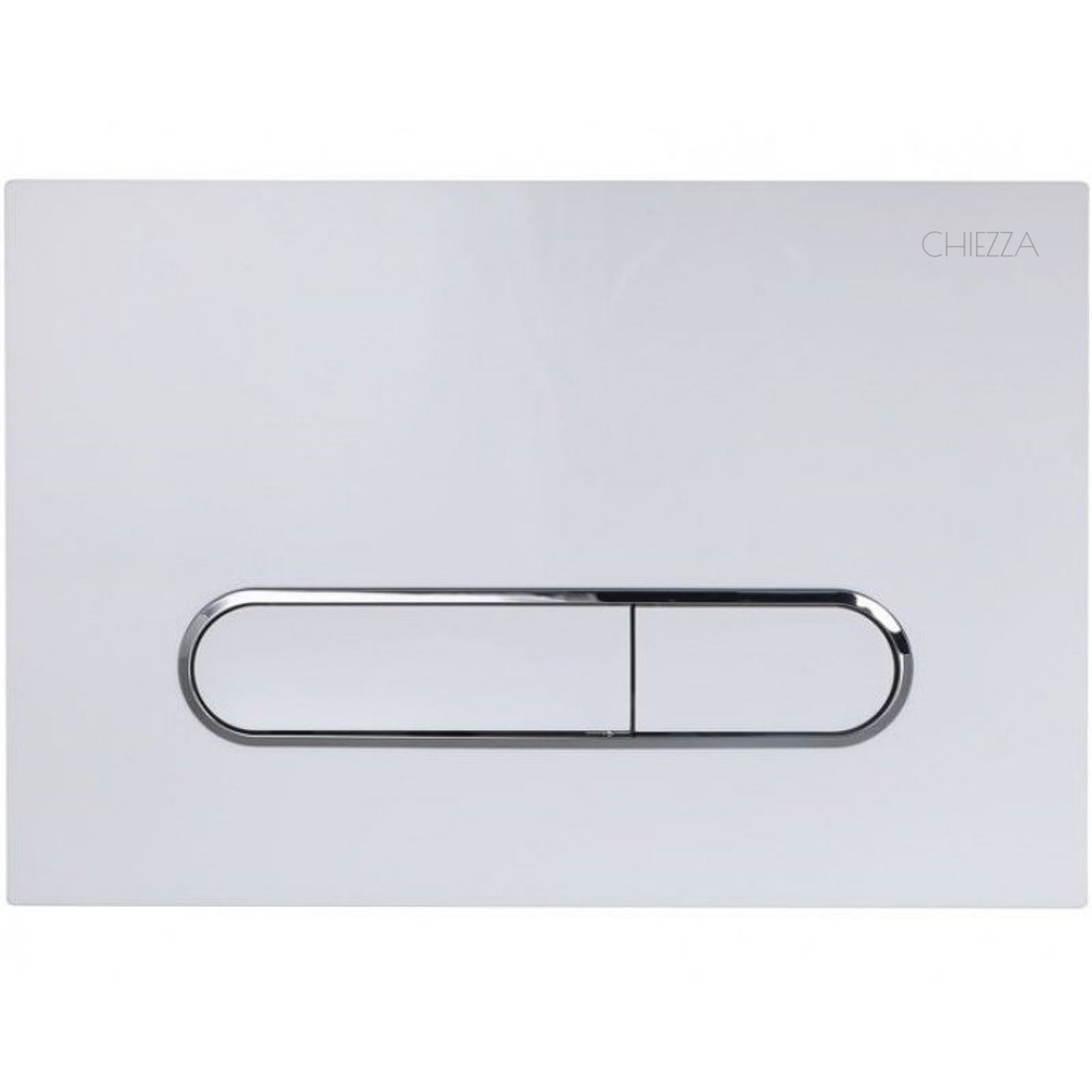 Фото Клавиша смыва глянцевая белая/хромированные кольца, пластик CHIEZZA CH011AATA 165*245*13.7мм