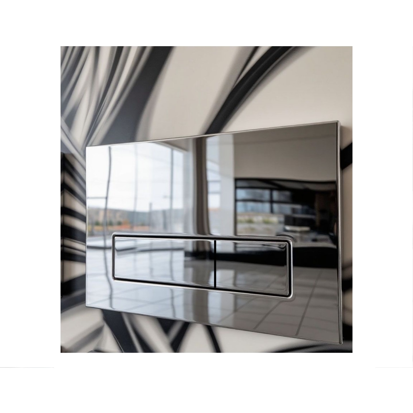 Фото Клавиша смыва хром/хромированная полоска, пластик CHIEZZA CH012BATA 165*245*14.5мм